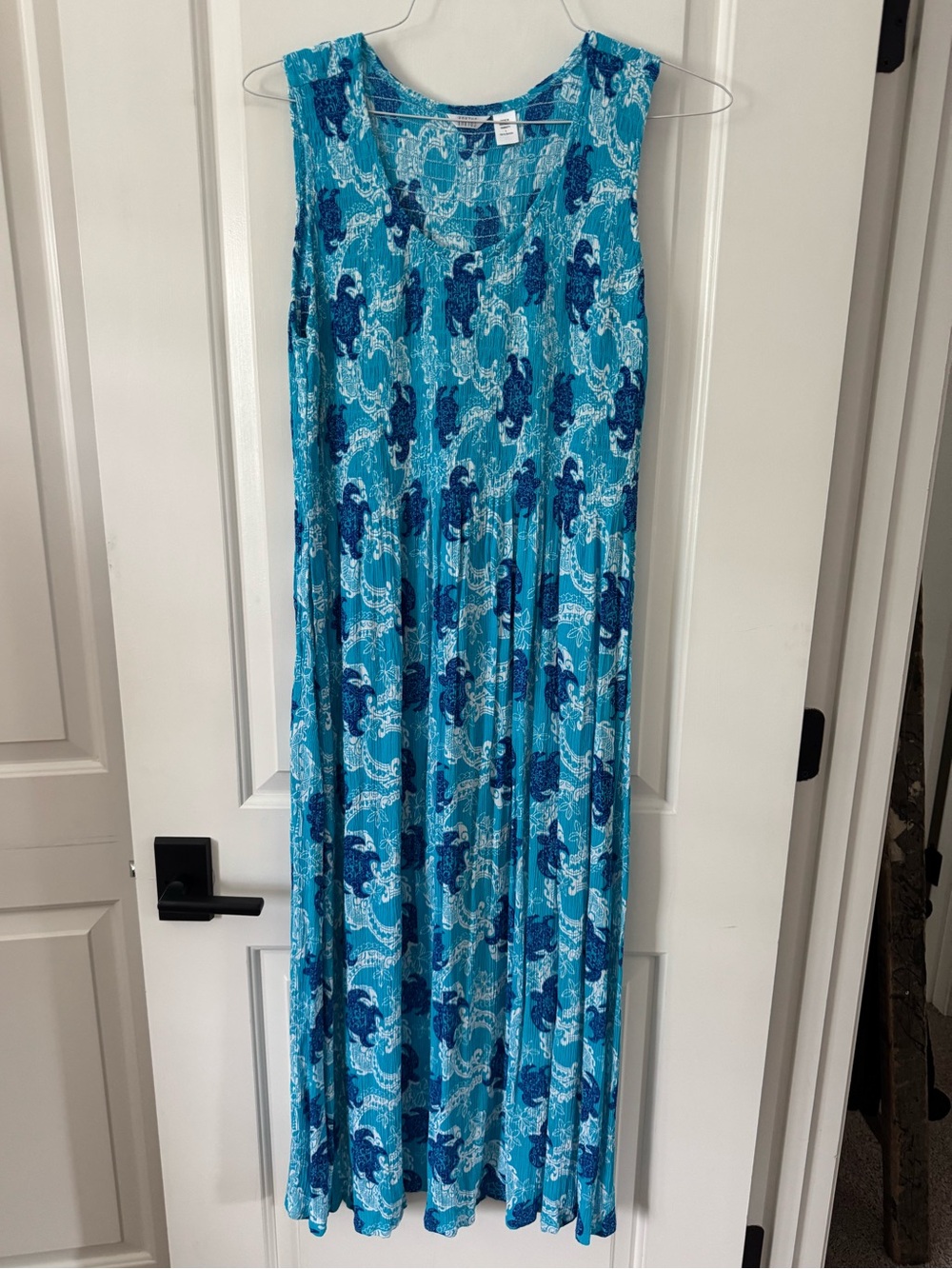 Kaktus Teal & Navy Smocked Maxi Turtle Dress